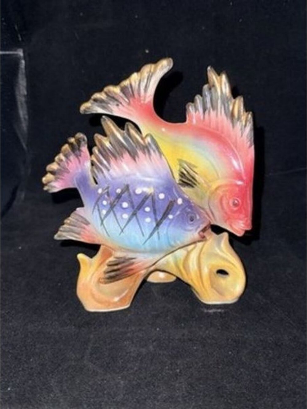 Vintage Iridescent Japan Ceramic Pastel Fish Decor